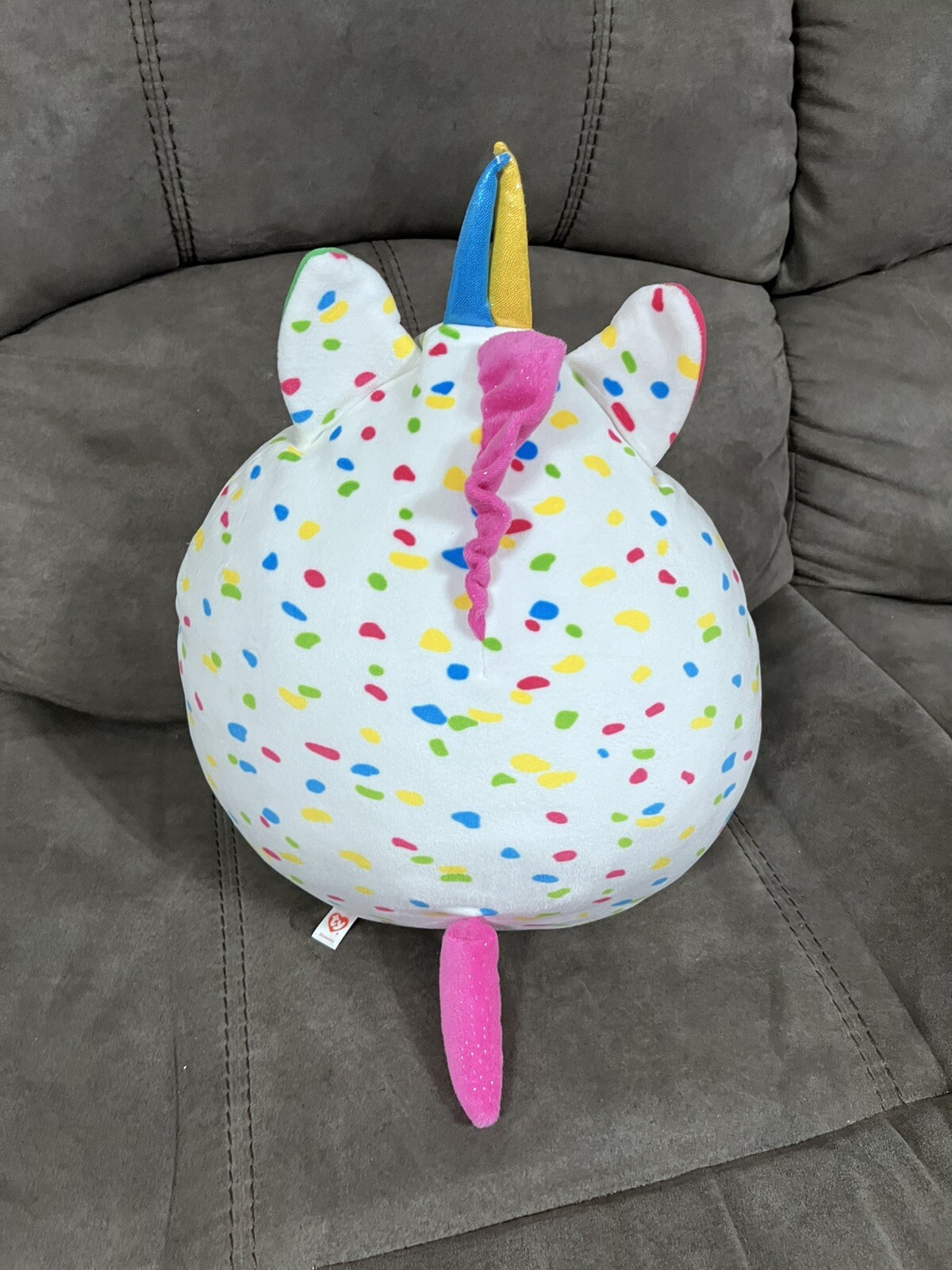 Ty Squish-A-Boo Harmonie White With Multicolor Spots 10" Plush Toy