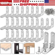 Stainless Steel Right Angle L-Shaped Bracket Thickened Corner Brace 4 Holes Lots