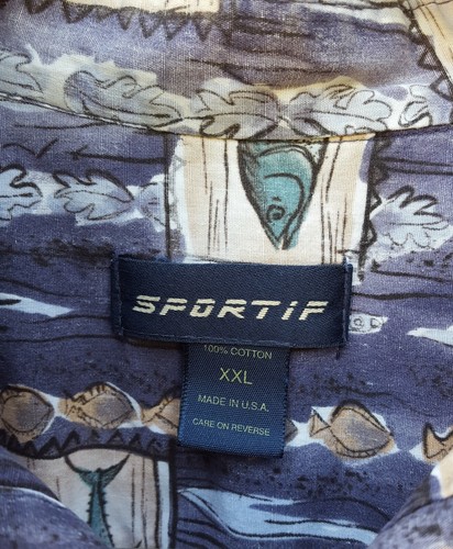 Camicia grafica Sportif manica corta con bottoni pesca mulinello mare profondo XXL prefade - Foto 4 di 6