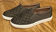 A New Day US Women's Size 7 Olive Green Quilted Slip On Sneakers Shoes