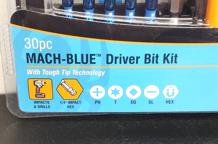 Spyder Mach-Blue 30-Piece 1/4-in x Set Impact Driver Bit Set