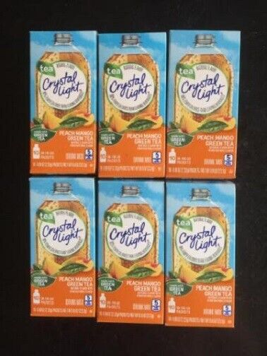 6 Boxes Crystal Light PEACH MANGO GREEN TEA 10 【受注生産品】 ≪超目玉 12月≫ Drink go on Mix the packets