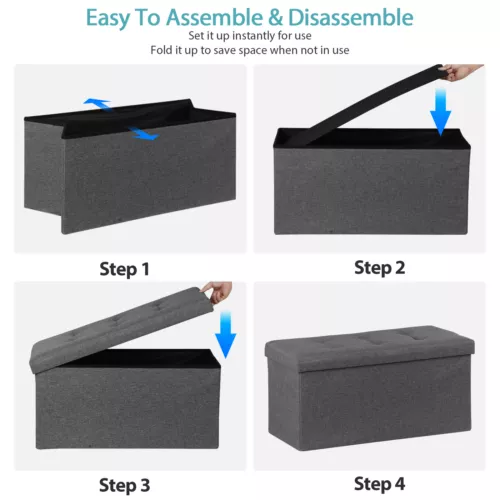 Storage Ottoman Bench Foot Rest Stool for Bedroom Entryway Living Room - Picture 26 of 90