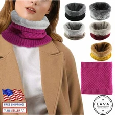 Fleece Neck Warmer Men Womens Cycling Winter Scarf Tube Shape Warm Knit Scarves