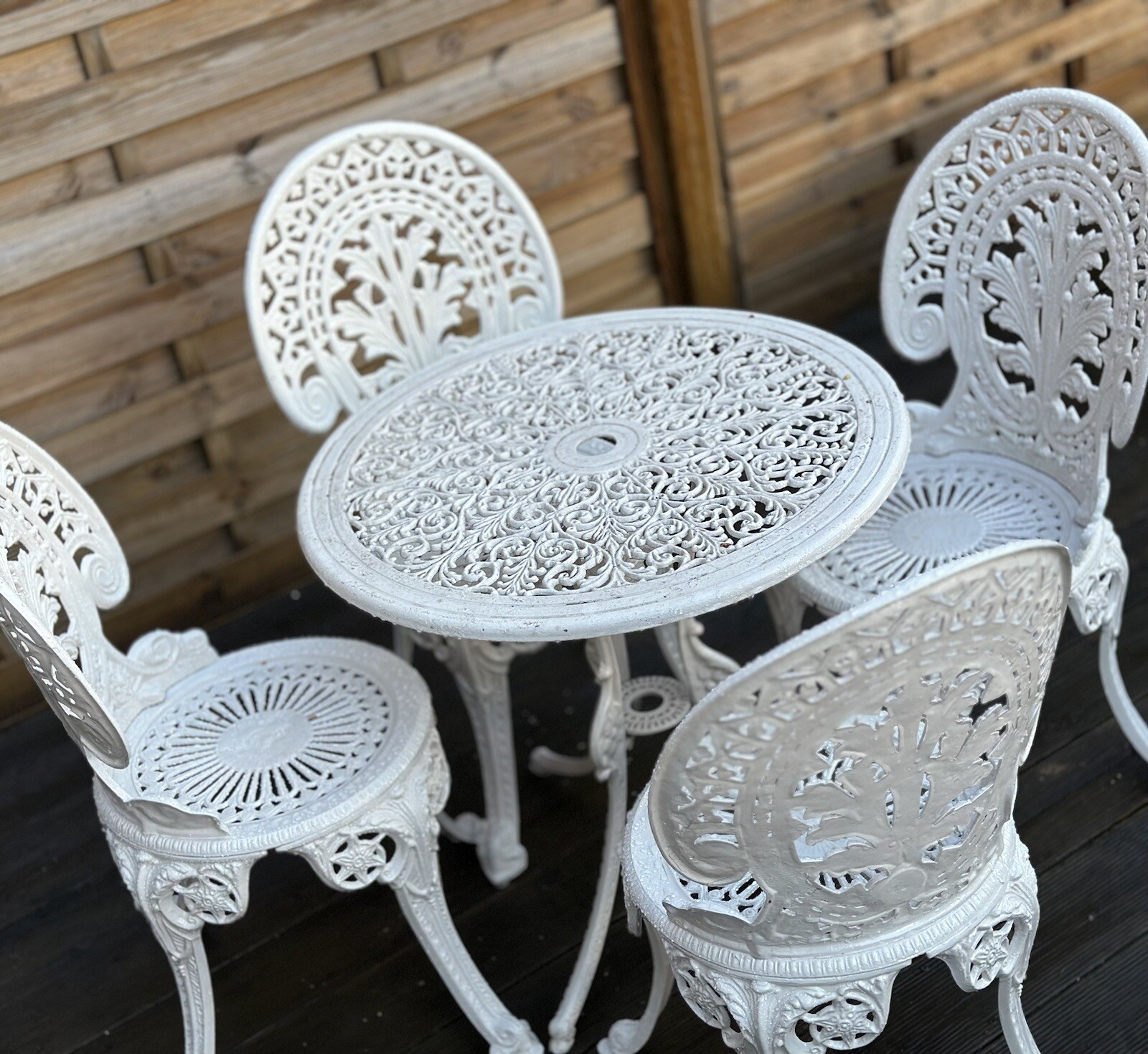 Cast Aluminium Garden Patio Autdoor Table X 4 Chairs eBay