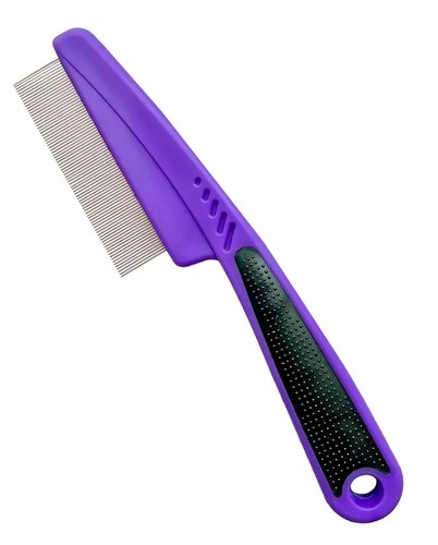 Flea Comb with Rubber Handle, Flea and Tick Comb for Dogs & Cats, Fine Tooth Dog