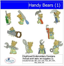 Embroidery Design Set - Handy Bears(1) - 10 Designs - 9 Formats - USB Stick