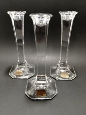(3) MIKASA CRYSTAL~Hyde Park~Lead Crystal Candlesticks~Orig New Stickers~7"~XLNT