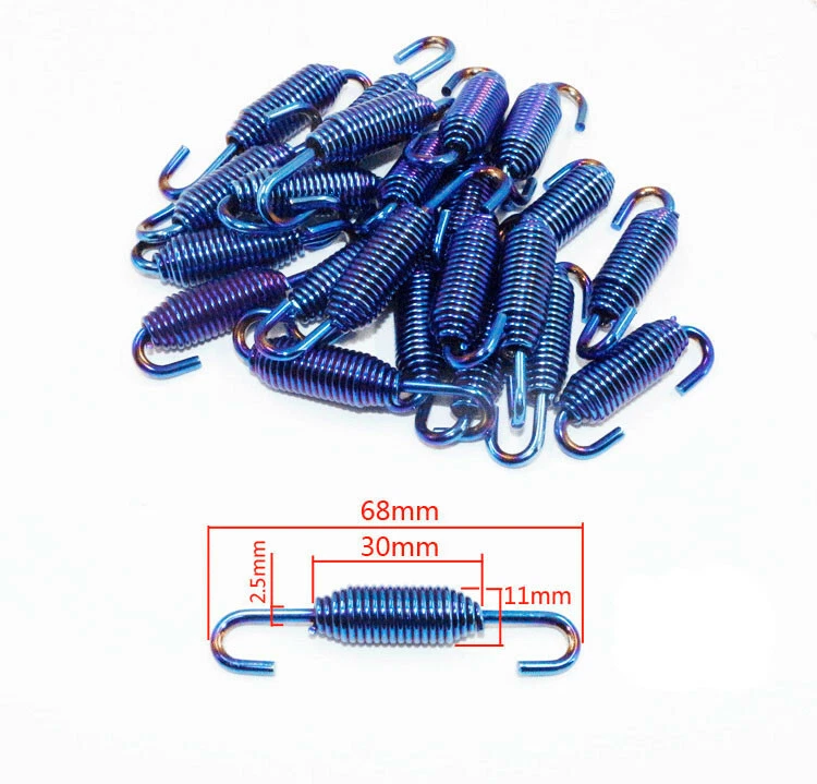 6x Sistema de Tubulação Silenciador de Escape Azul Motocicleta Racer Molas Giratórias/Puxador/Gancho - Imagem 2 de 4