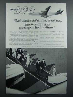 1960 Douglas DC-8 Jetliner Plane Ad - World Travelers