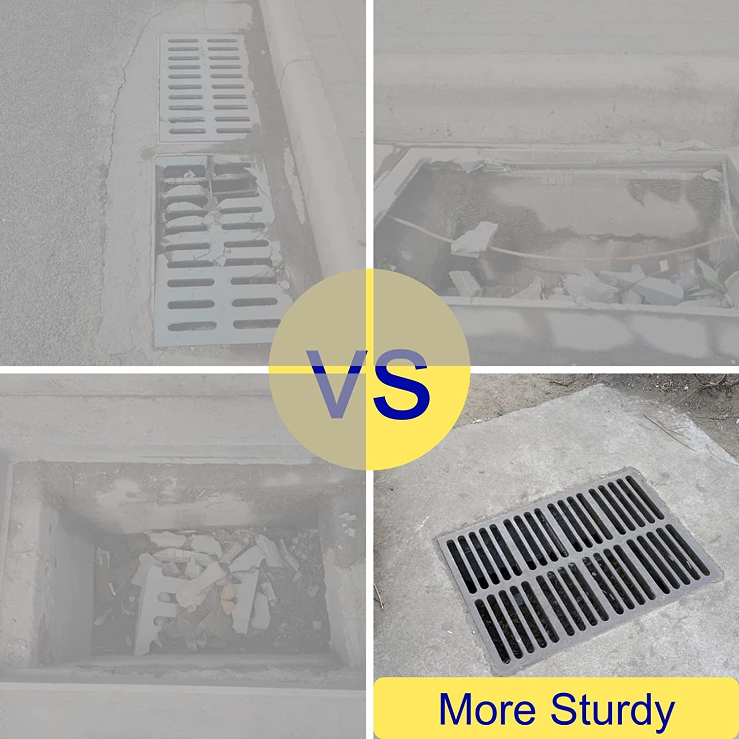 Outdoor Drain Cover, 9X9 Cast Iron Drain Grate for Catch Basin, B125