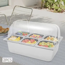 2*Food Serving Container Flip Top Serving Container with Lid+12 Spoons & Clamps