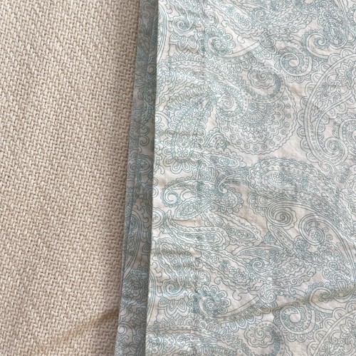 Ralph Lauren Queen Sheet Paisley Flat Bedding Teal Aqua Blue On White Cotton - Picture 9 of 10