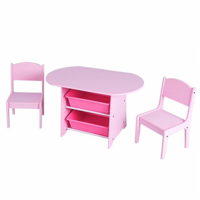 pink table and chairs for toddlers