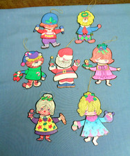 Vintage Jointed Cardboard Christmas Ornaments - Lot Of 7