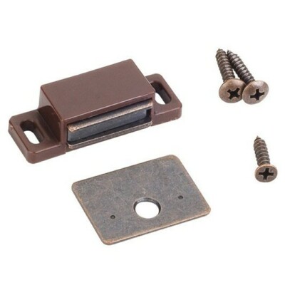 Brown Kitchen Cabinet Door Single Magnetic Touch Latch & Plate Furniture Catch