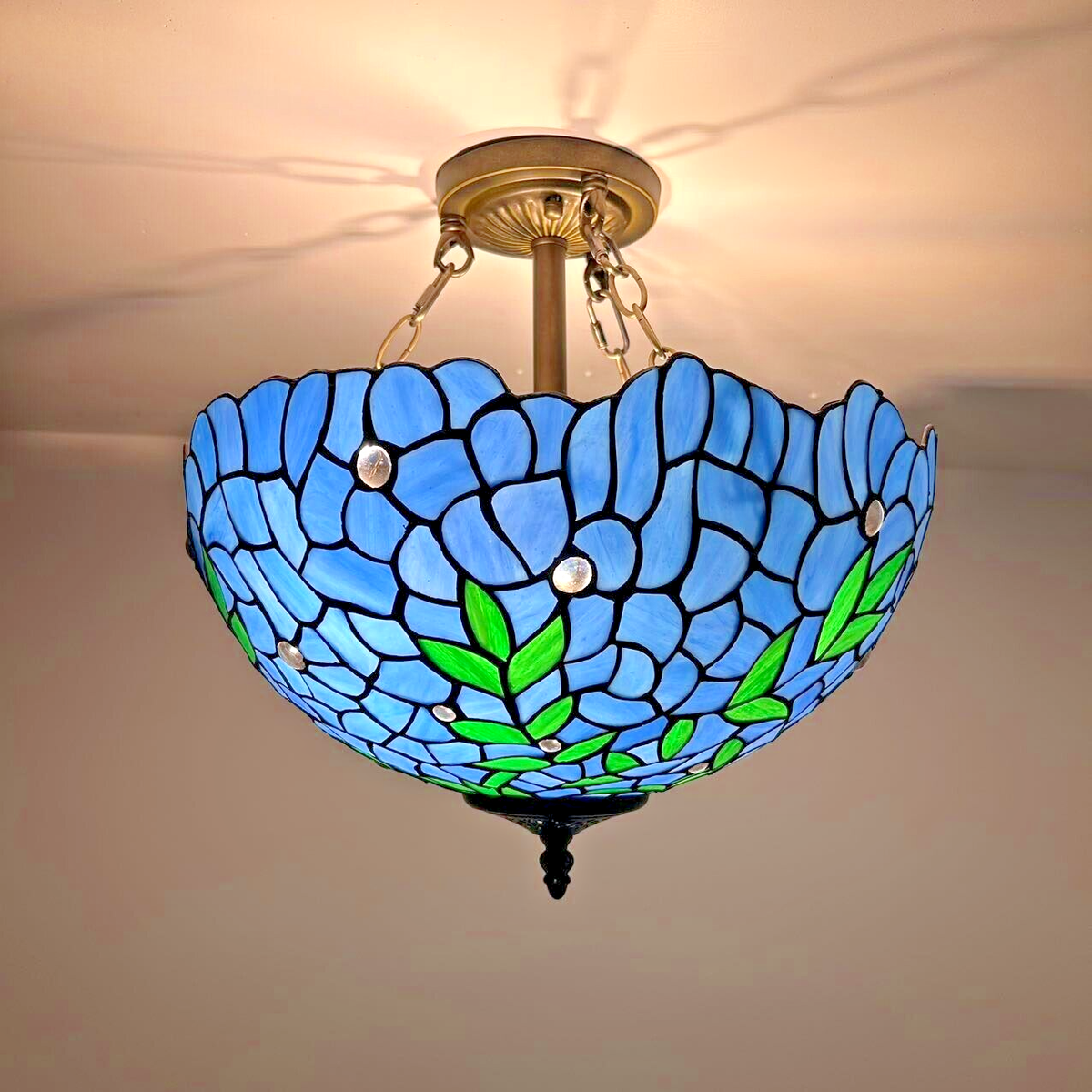 mount ceiling blue tiffany ceiling light
