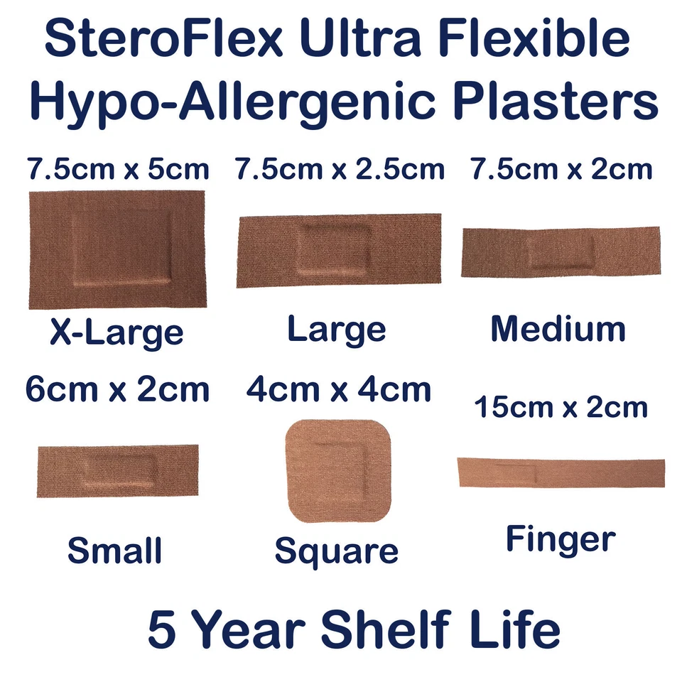 STEROPLAST STEROFLEX GENUINE FLEXIBLE STRETCH FABRIC FIRST AID WOUND PLASTERS