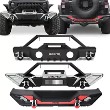 Front /Rear Bumper for 2007-2018 Jeep Wrangler JK JKU w/ Winch Plate D-Rings