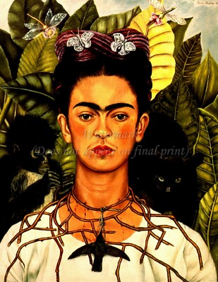 FRIDA KAHLO Art Poster or Canvas Print ''Self-Portrait With The Collar Of Spines''