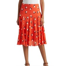 Lauren Ralph Lauren Floral Georgette A-Line Skirt in Orange Size 10 Midi Length