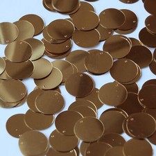 Round Sequin 12mm Top Hole Rich Gold Metallic Paillettes. Made in USA