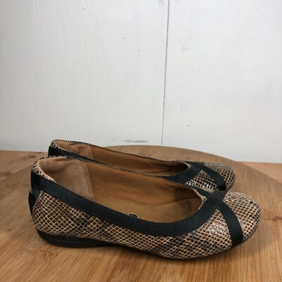 Cobb Hill Shoes Womens 7 M Snakeskin Leather Ballet Flats Loafer Slip On Casua l