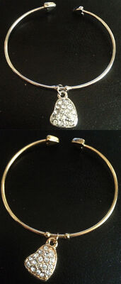 HERZ TROPFEN CHARM ARMREIF GOLD ODER SILBER FÜR KINDER MÄDCHEN TEENAGER DAMEN