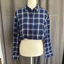 NWOT Divided by H&M Blue and White Plaid Long...
