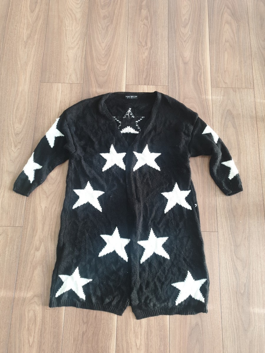 Kurt Muller Woman Black White Star Cardigan UK 20 Curvy UK