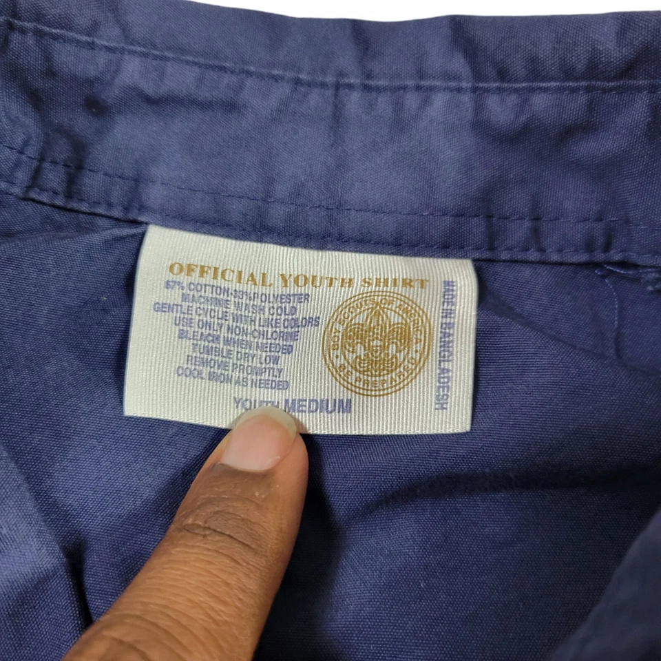 Boy Scouts of America Uniform Shirt Youth Medium Blue Button Up Patches - Image 2 of 4