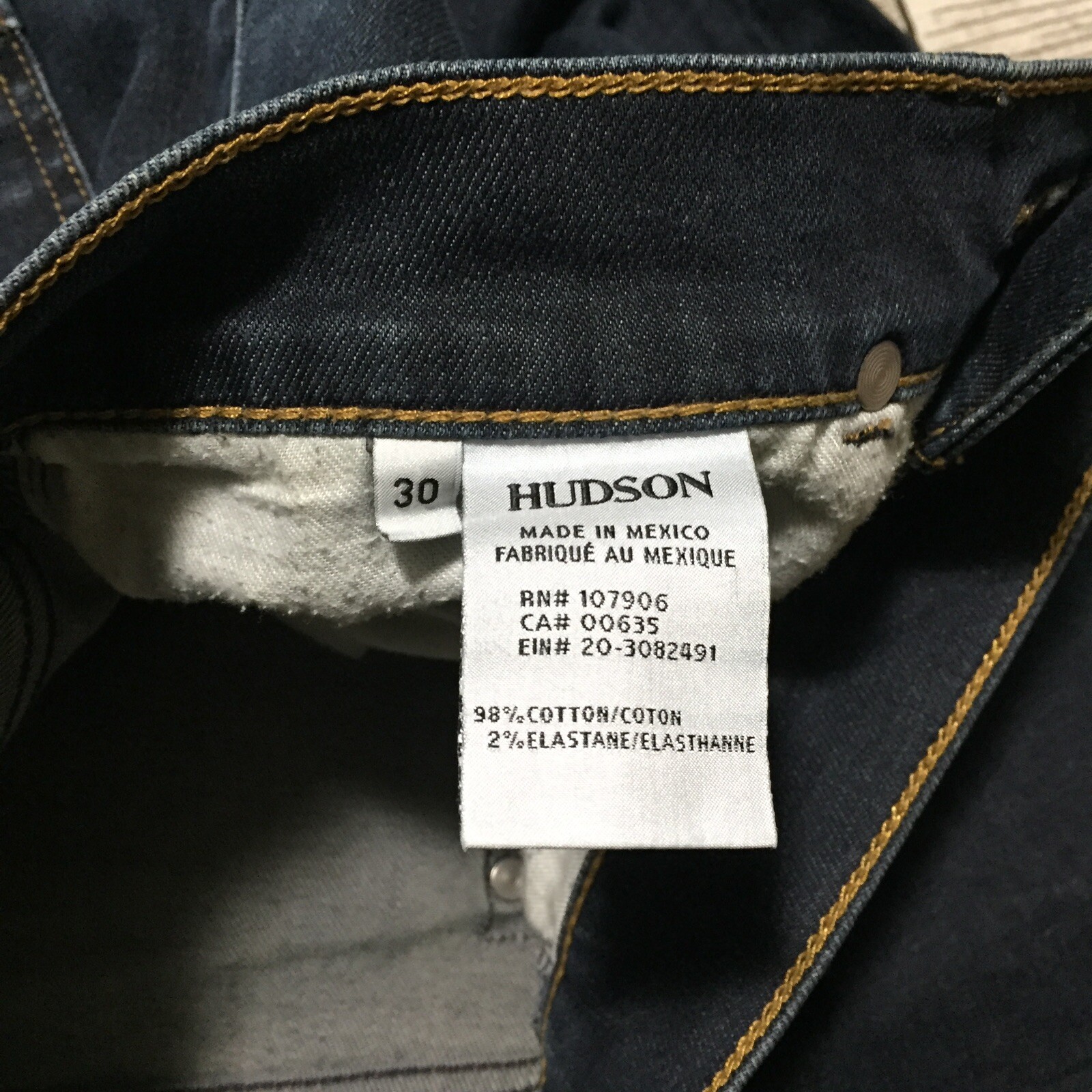 Hudson Ethan 5 Pocket Straight Jeans Men&rsquo;s 30x32 Dark Wash Blue Denim