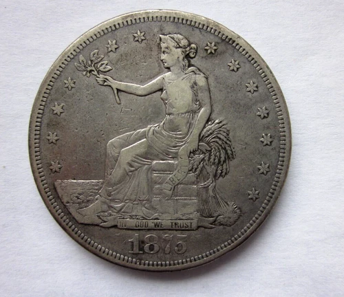 1875-CC $1 TRADE DOLLAR SILVER COIN NICE ORIGINAL RARE COLLECTOR SEMI KEY DATE