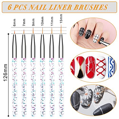 28 Pcs Acrylic Nail Brush Set Including 7 Pcs UV Gel Nail Art Brushes, Purple - Bild 2 von 6