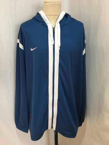 Nike Trainingsjacke Herren Gr. XXL Kapuze Blau/Weiß Sport Y2K Jacke Neu