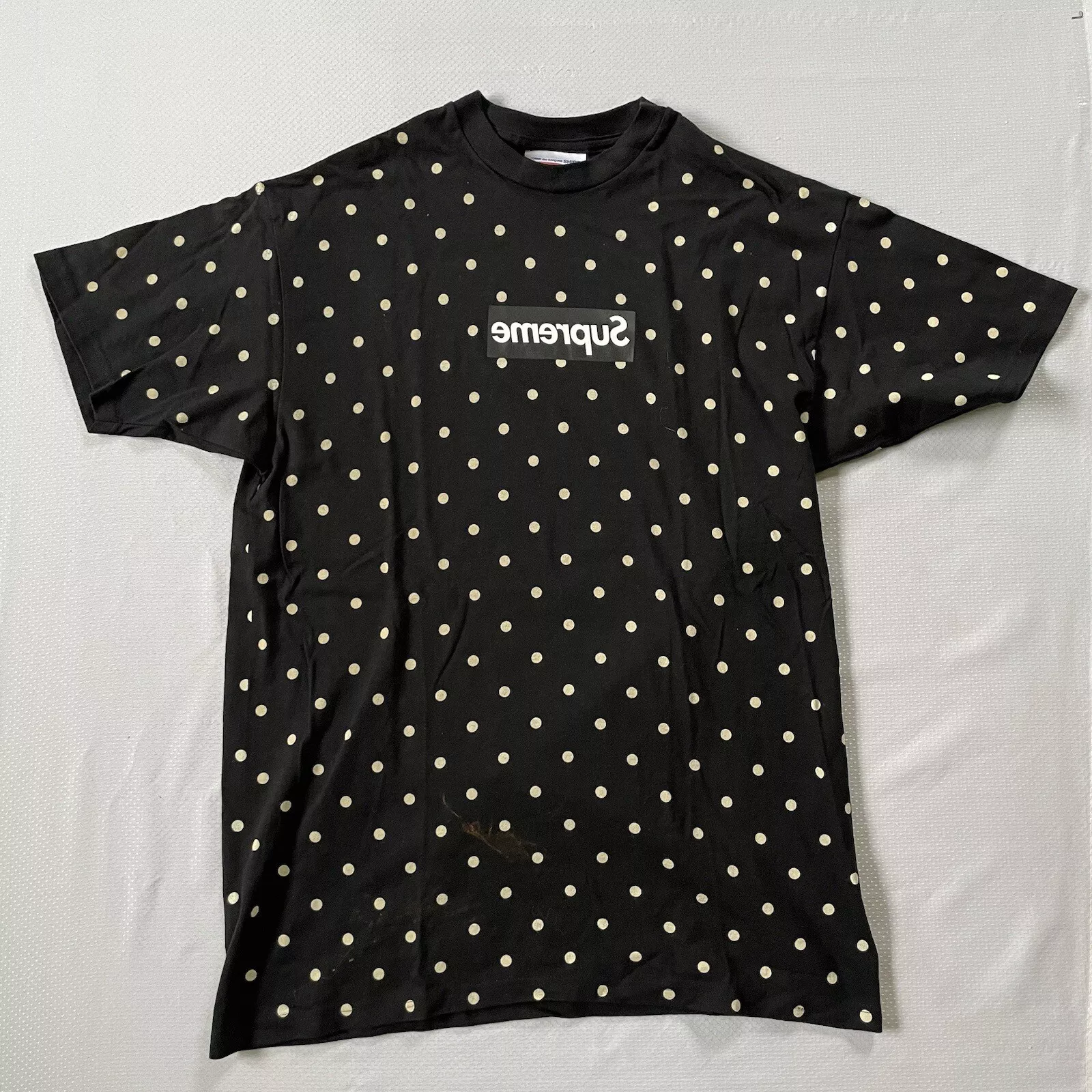 RARE Supreme x Comme Des Garcons T shirt à pois noir taille L grand S/S 2012