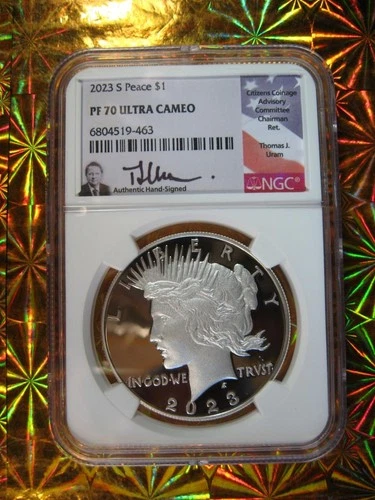2023 US Mint SILVER PEACE PROOF DOLLAR NGC PF 70 Signed Chairman Thomas J. Uram