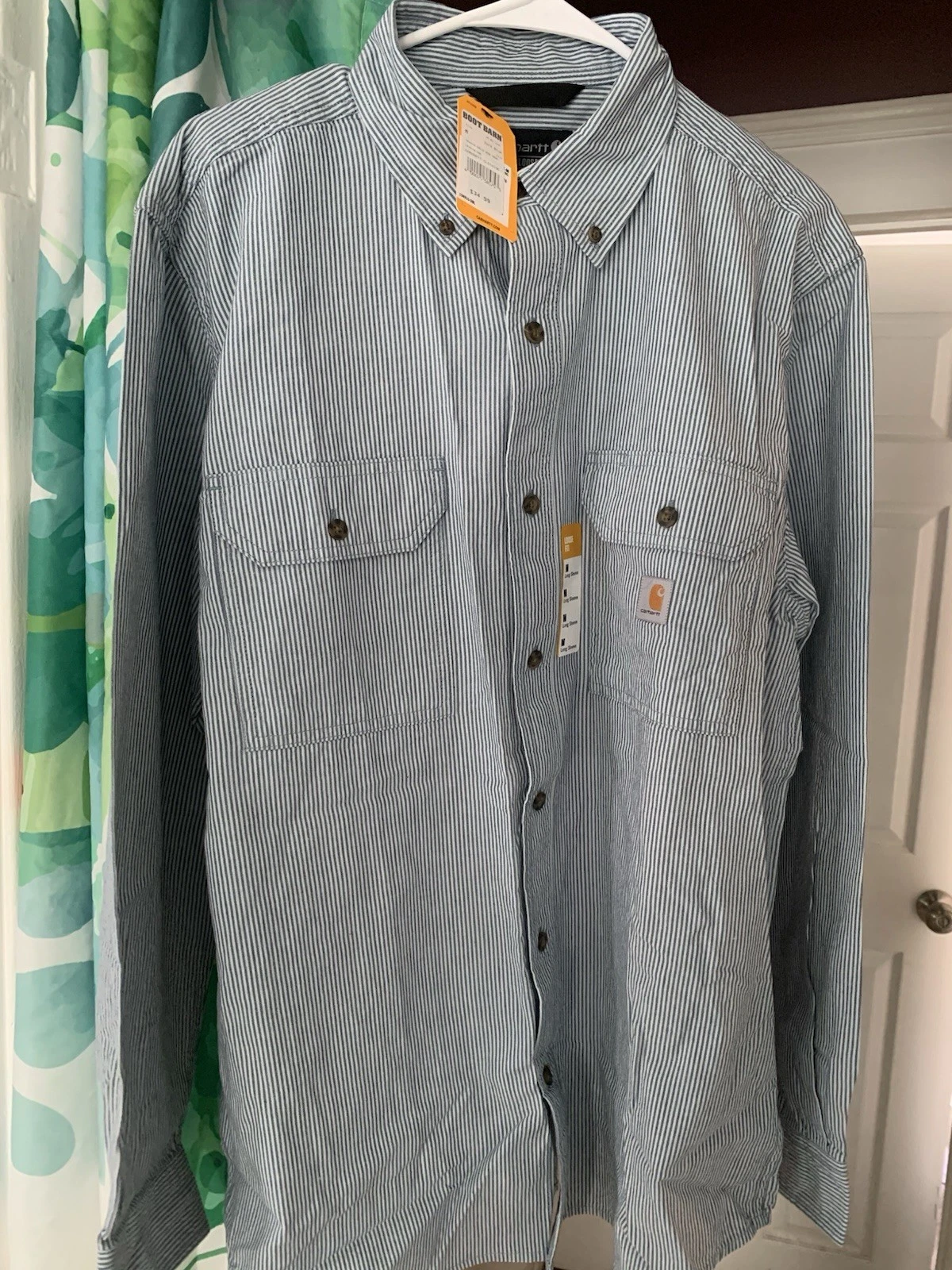 Carhartt 104910 Men's Striped Button-Down Work Shirt