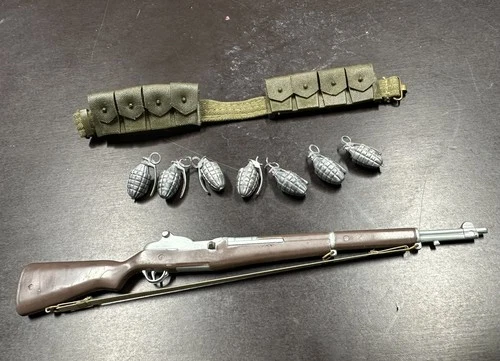 GI Joe Vintage Rifle M-1 Garand Combat Grenades Ammo Pouch Belt Set Hasbro 1964