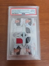NJ Devil's Ultimate Quad Materials Jack/Luke Hughes, Mercer, Hischier PSA 8