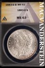 1883-O Morgan Dollar - ANACS MS 63 - Scarce  No Reserve  #SLK629