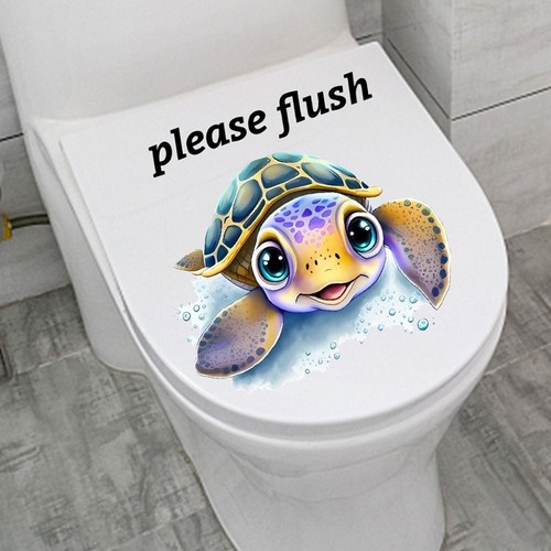 Please Flush Toilet Sign Sticker PVC Bathroom Decals Bathroom - Picture 8 of 27