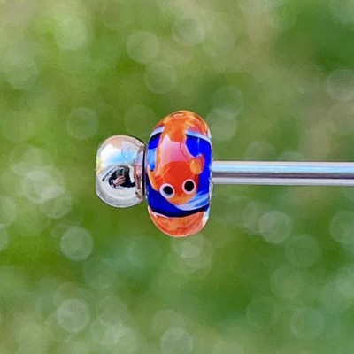 Trollbeads OOAK Unikat Glasperle Meerestiere Viech rot orange Fisch Koi blau 