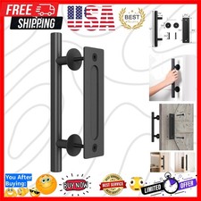 12" Heavy Duty Barn Door Handle, Black, Two-Side Design,Round