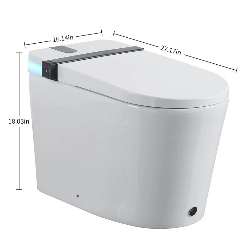 Auto Open Toilet Smart LED Display Bidet Auto Flush Dryer Tankless Night Light - Image 2 of 4