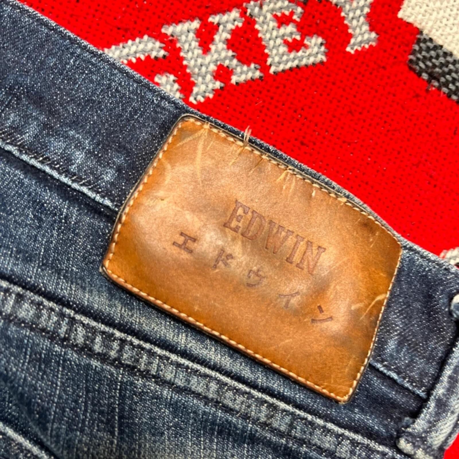Vintage Edwin Navy Blue Japanese Denim Slim Fit Jeans | 34W 30L image 5