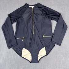 Cabana Life Womens XL Long Sleeve Zip Front One Piece Swimsuit Rashguard