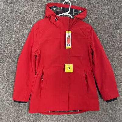 Pendleton Parka Coat Womens Small Red Hooded Softshell Full Zip Lined Mid Length