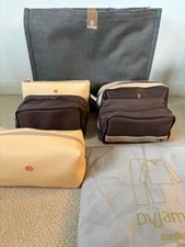 Emirates Business Class Amenity Set 5 Pouches Unused +Luggage & Pajama M BVLGARI