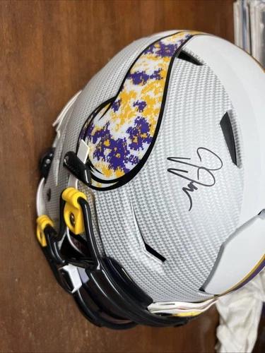 Justin Jefferson Custom Viking Full Size Authentic Speed Flex Helmet Autographed